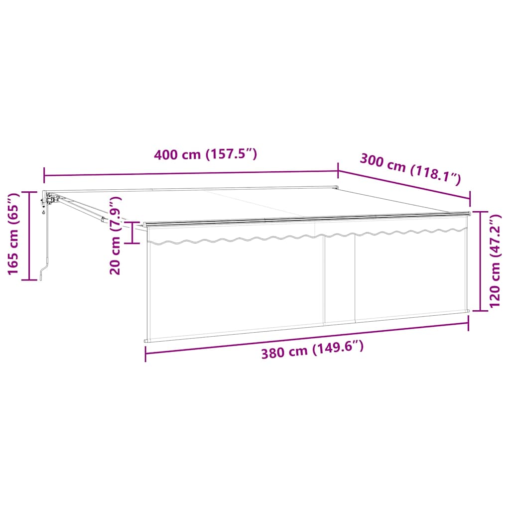 Tenda a Bracci Retrattile Antracite 400 x 300 cm