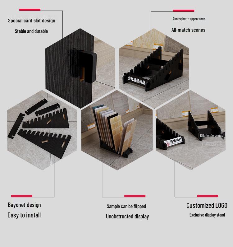 Wooden Tile Display Stand: Vertical Floor Tile Sample Rack for Multi-Functional Use, 800x600 Floor-Standing Insert Design