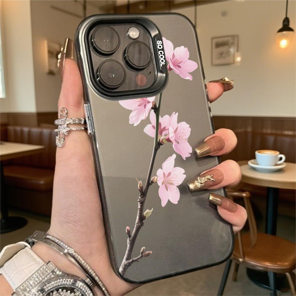 

Pink Cherry Blossom Branch Art Phone Case for iPhone 17 16 15 14 13 12 11 Series Pro Max Plus Double Layer Protection iphone 16 Plus