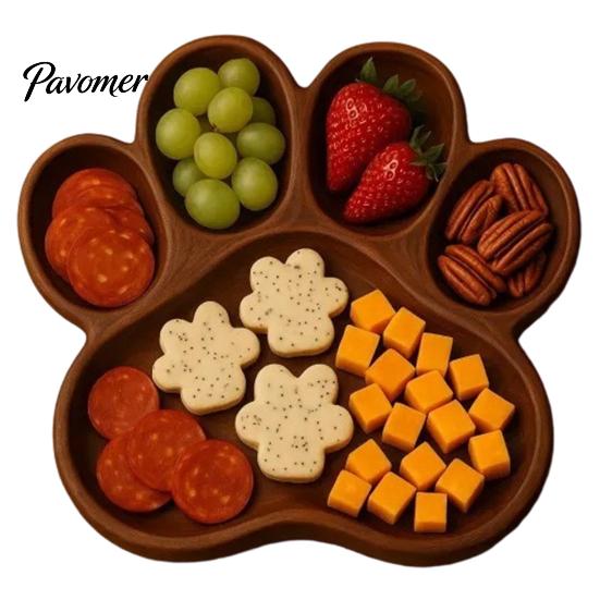 Solid Wood Food Display Wooden Christmas Tree Charcuterie Platter, Animal Shape Serving Tray with Turtle Cat Dog, Fruit Nut Platter Divided