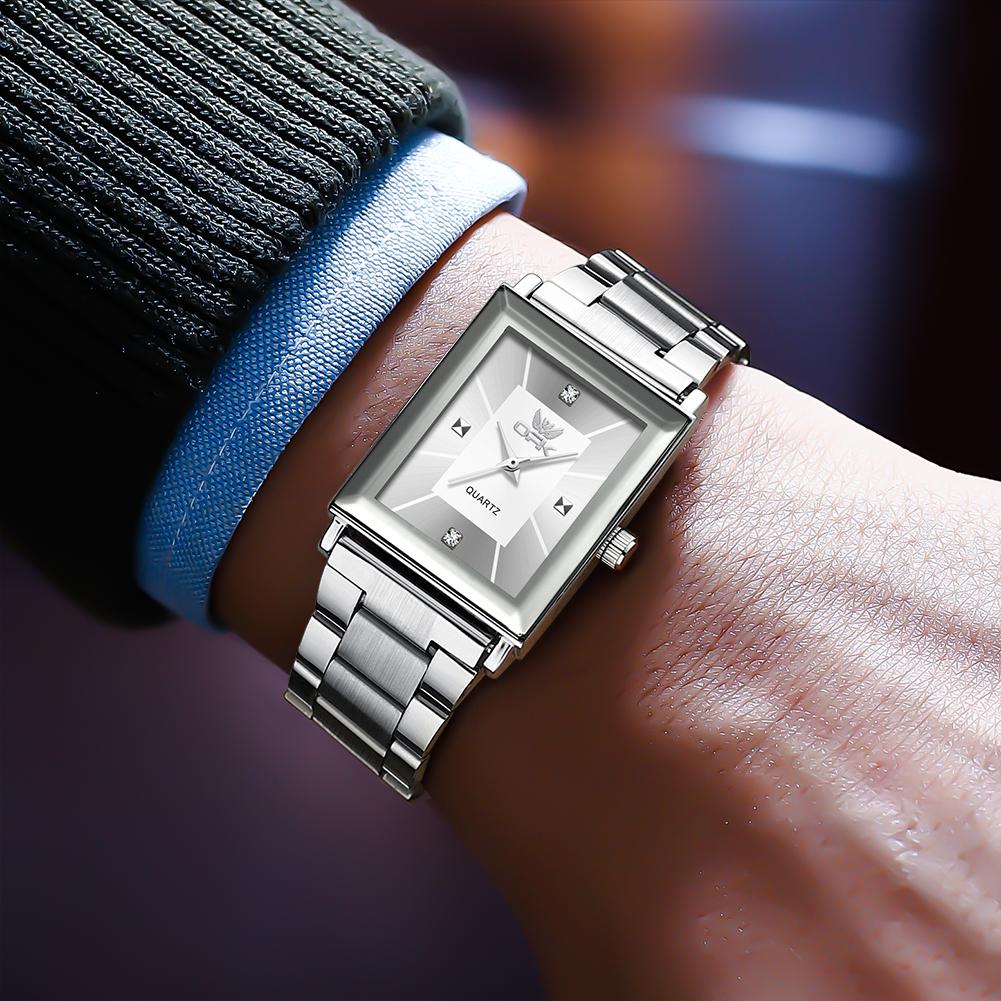 OPK Brand Watch Square Men's Stainless Steel/Mesh Belt Watch Business Quartz Waterproof Men's Watch