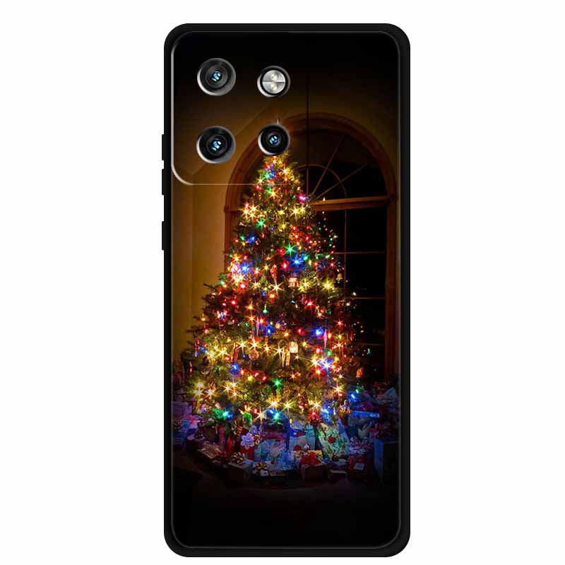 Christmas Cover For Motorola Moto G75 5G Black Silicone Cases TPU Santa Claus Christmas Tree Cover Deer For Moto G75 5G TPU case