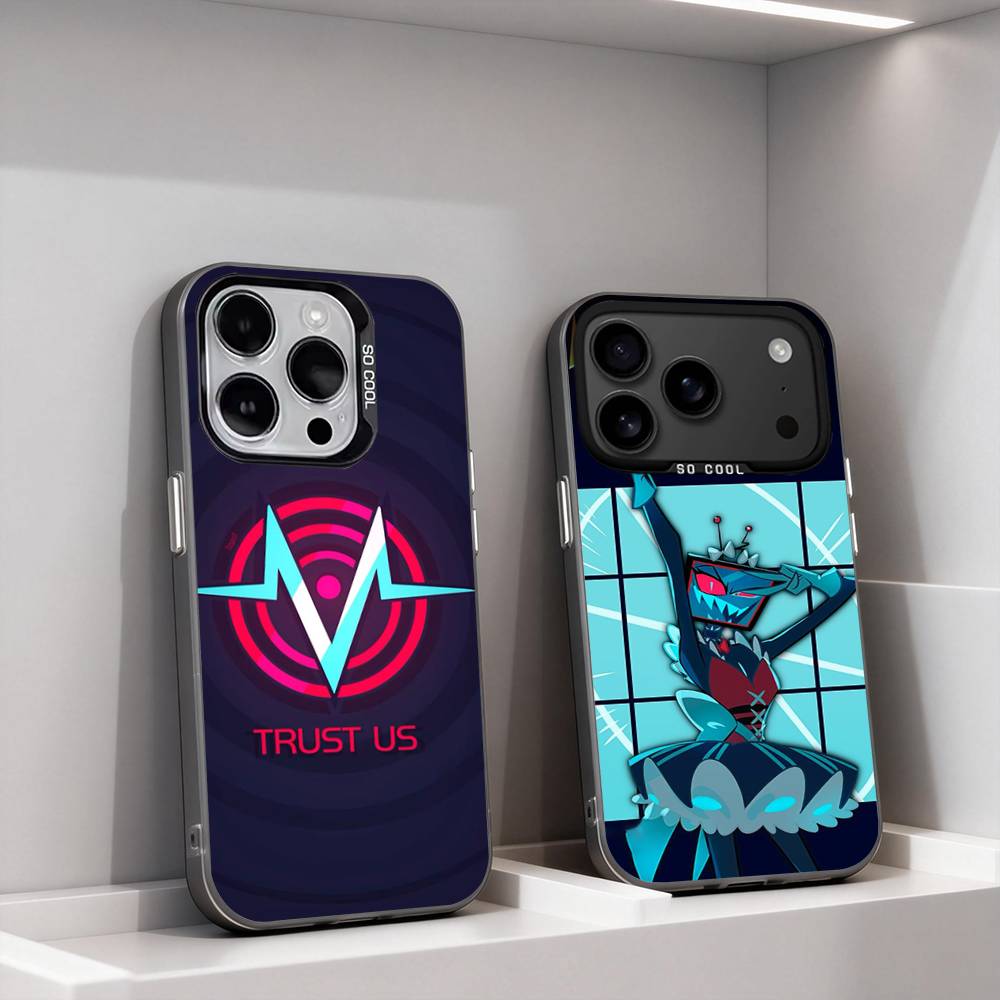 H-Hazbin V-Vox Trust Us For iPhone 11,12,13,14,15,16,17,Pro,Max,Plus,E,Air,Mini Phone Case IMD Matte Black