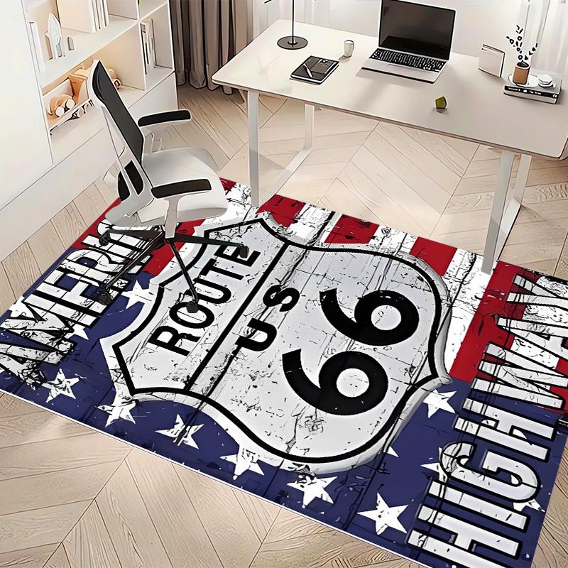 UNS. Route 66 Bedruckter Saugfähiger Waschbarer Teppich, Rutschfeste Badezimmerteppiche, Küchenteppiche, Yogamatte, Wohnzimmer Eingang, Camping Picknickteppiche