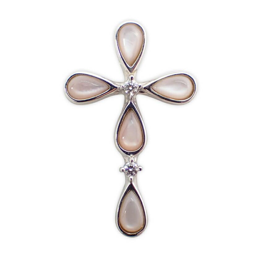 

[Used] TASAKI/TASAKI K18WG shell diamond cross pendant top/g446-81