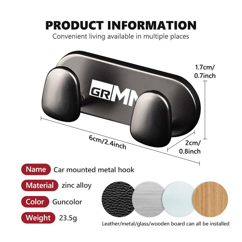 Car Logo Metal Hooks Home Wall Double Hooks Interior Accessories For Toyota GRsport Hilux Aygo Yaris Corolla Rav4 CHR Auris