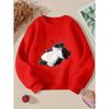 European sizes Kids' Crewneck Sweatshirt - Black And White Furry Animal Pattern ,Sportswear And Casual Wear, Soft And Comfortable, Children's Clothing