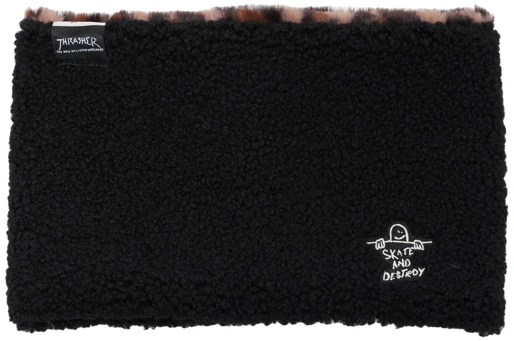 Thrasher Reversible GONZ SAD Neck Warmer Boa and Leopard Print Reversible Neck Warmer for Cold Free Shipping Kids' (24TH-K54K) - Weather, Black,