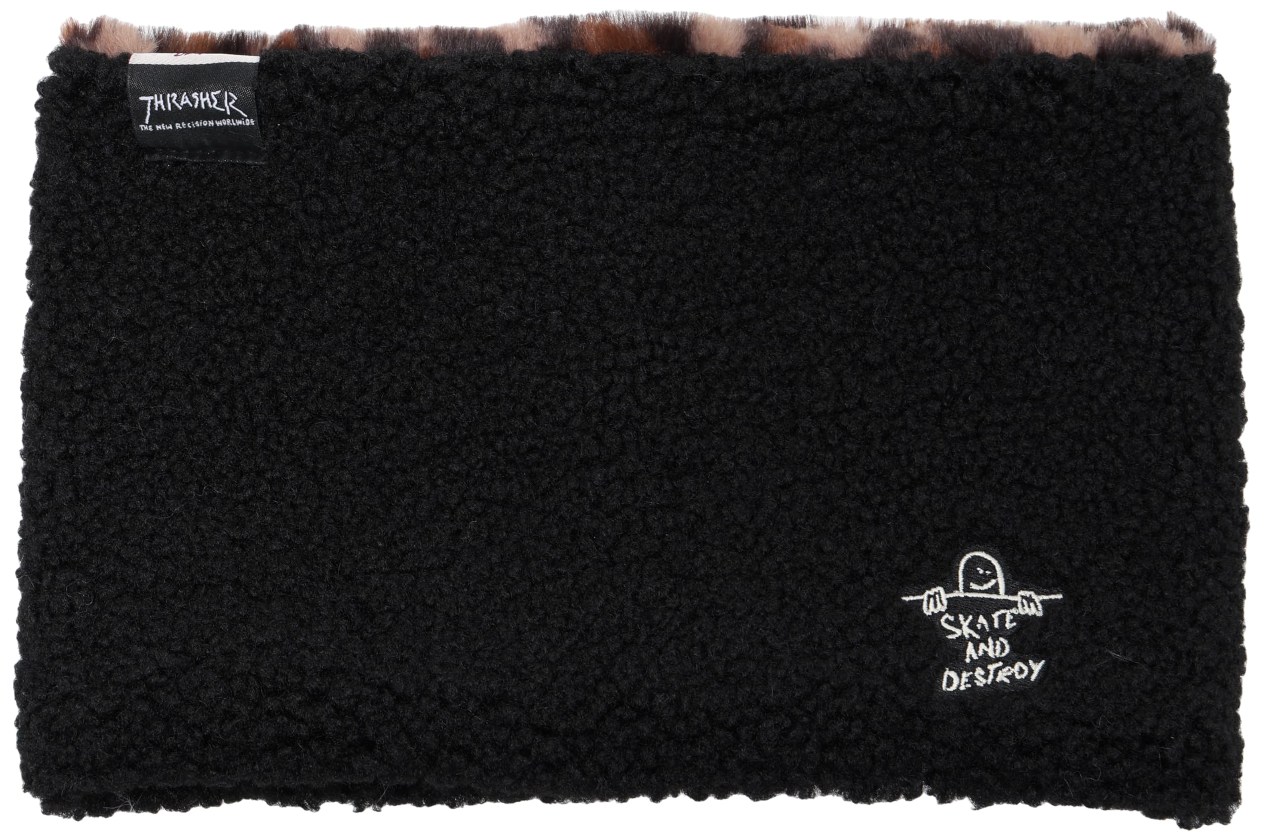 

Thrasher Reversible GONZ SAD Neck Warmer Boa and Leopard Print Reversible Neck Warmer for Cold Free Shipping Kids (24TH-K54K) - Weather, Black, чёрный
