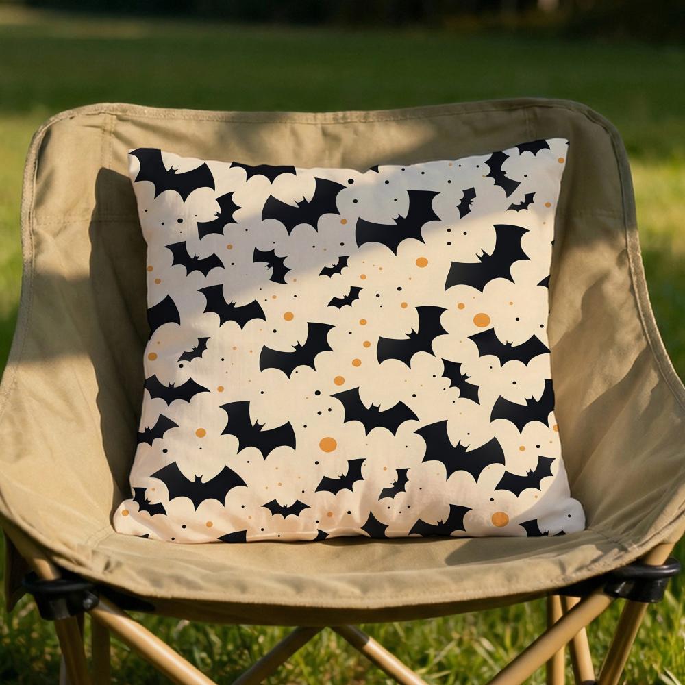 Halloween Scary Bats Cushion Cover Soft Reversible Durable Pillow Cover MultiScene Use for Home Car Daily Comfort