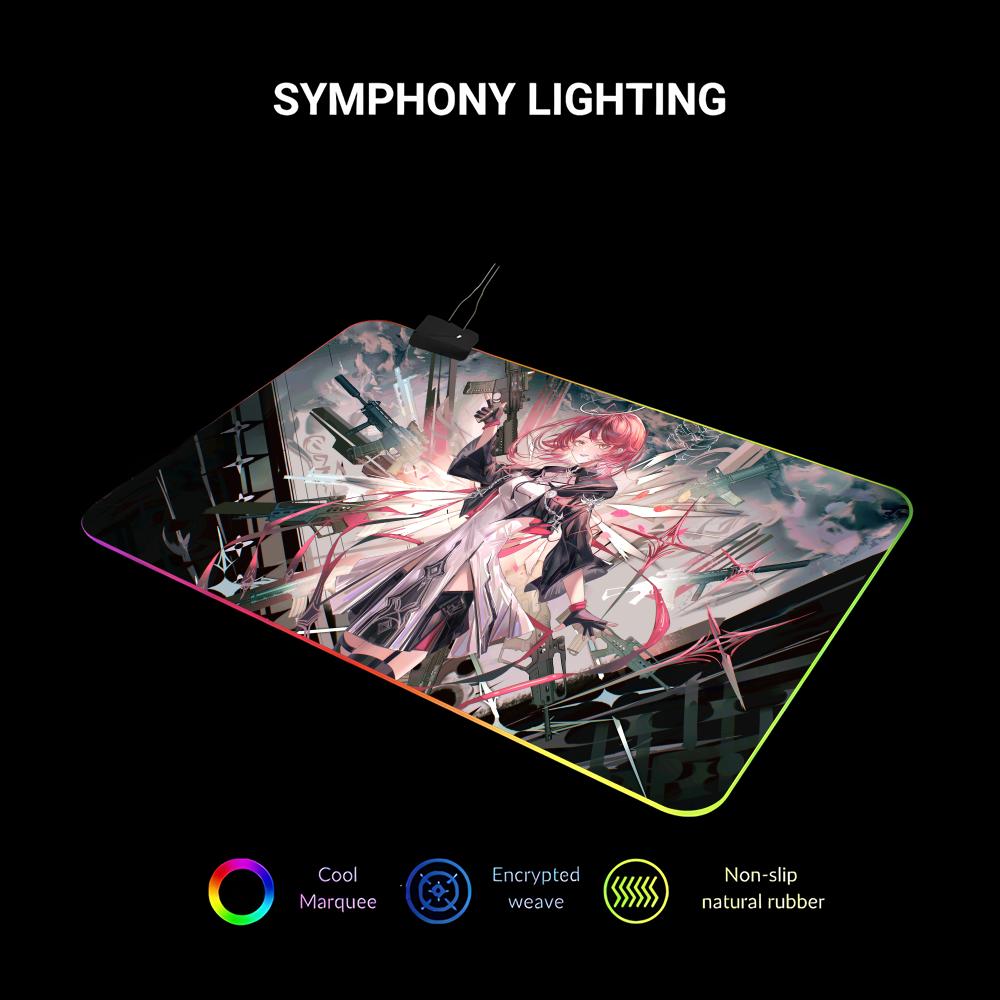 Arknights Gabinete Mouse Pad RGB Gaming Mouse Pad HD Gamer Large LED Light XXL MousePads PC Computer pad Non-slip