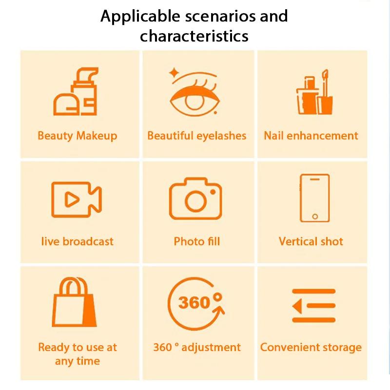 Portable Rechargeable Selfie Fill Light Clip-On LED Ring Lamp with 3 Color Modes for Phone Laptop Tablet Video Call Vlog Photography