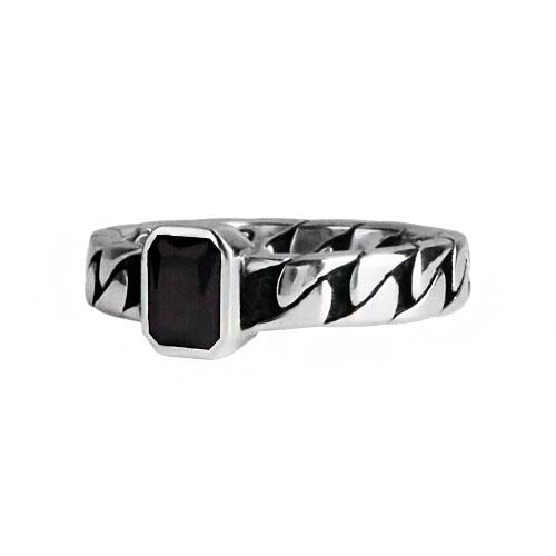 Anonymous Artisan Oldschool Chain Onyx Ring