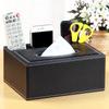 PU Leather Tissue Box Cover Desk Makeup Cosmetic Organizer Remote Controller Phone Holder Home Office Tissue Paper Napkin Holder