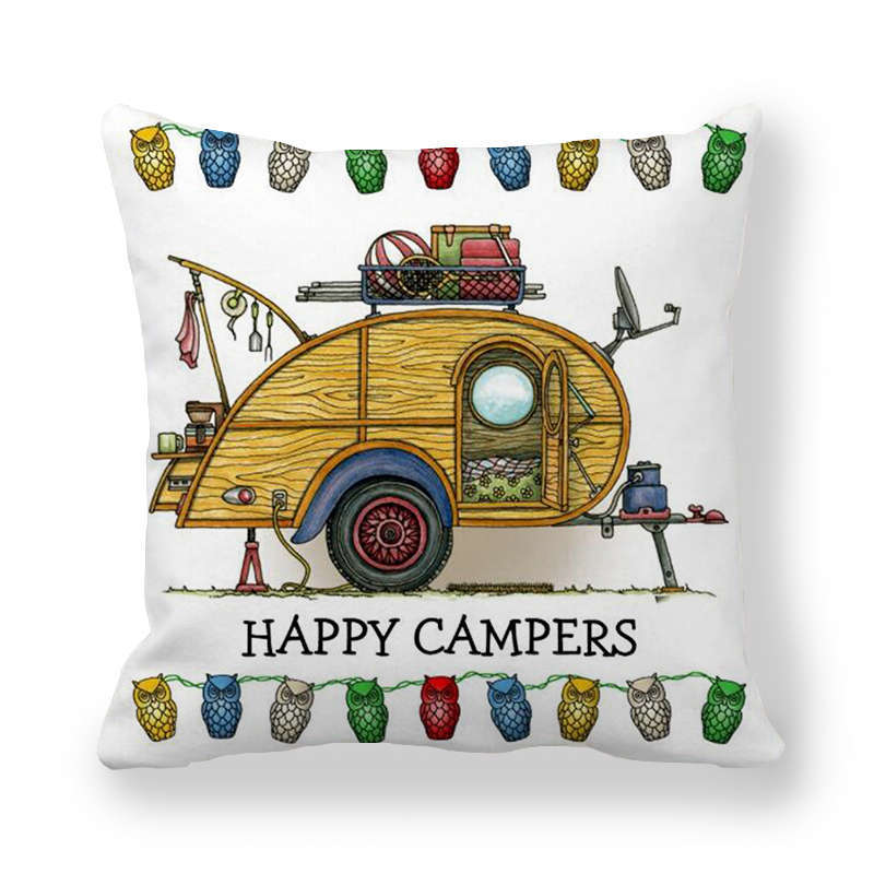 Happy Campers Potah na autopolštář Sova Venkovní kempingový Polštář Dekorativní na pohovku