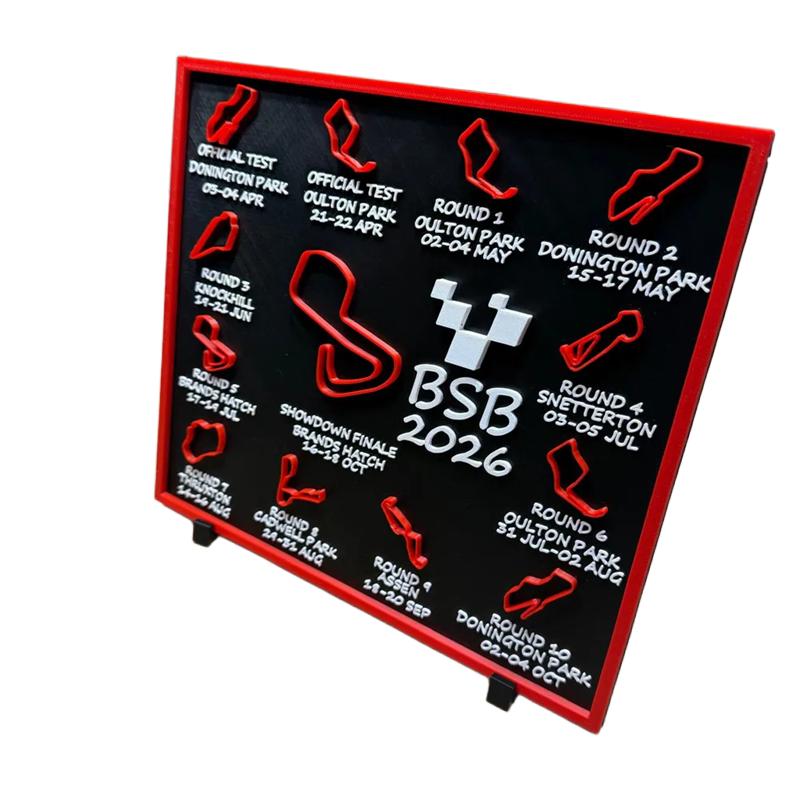 

3D Printed BSB 2026 Calendar - British Superbike Championship Race Schedule Fan Collectible Plastic Home Decor Novelty Gift
