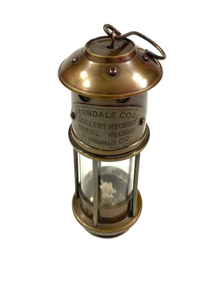 Brass Miner’s Lamp | Nautical Lantern with Glass & Wick | Mining Oil Lamp for Home, Desk, Boat or Rustic Décor