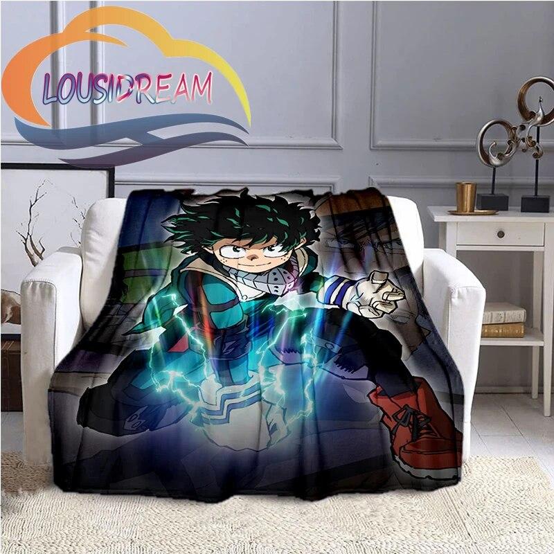 Cartoon My Hero Academia Fleece-teppe, All Over Print, Gaver til ham/hennes mønsterteppe