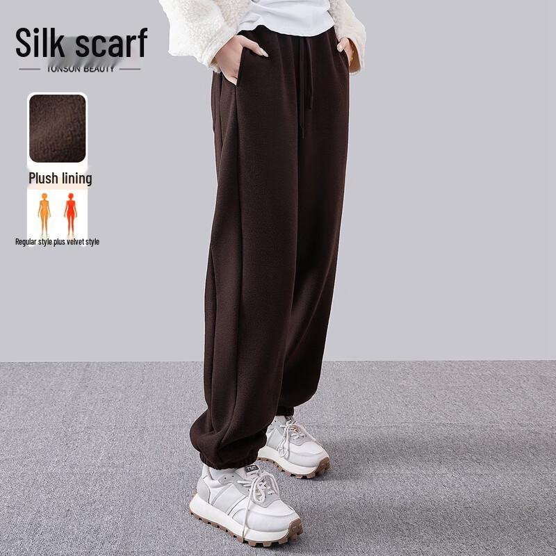 

Women s Fleece-Lined Elastic Waist Drawstring Joggers M
