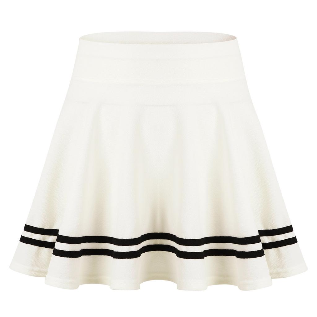 Dámská rozšířená áčková minisukně s vysokým pasem a širokým elastickým pásem, ležérní pruhovaná sukně s lemem pro dívky nebo dámy, pro každodenní nošení