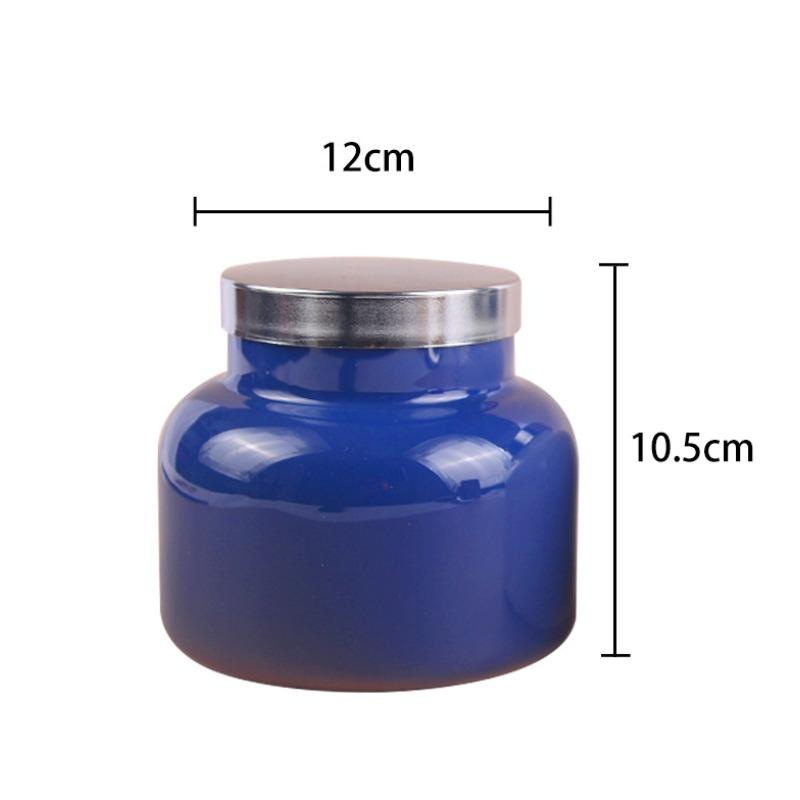 Aromatherapy Candle Handmade Soy Candle Blue White Glass Cup with Lid Aromatherapy Candle Fragrance