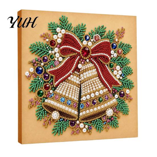 Christmas Craft Supplies for Beginners Faux Pearl Art Kit, DIY Santa Tree Painting Creative Home Decorations 3D Holiday Wall Decor Kit Adults,