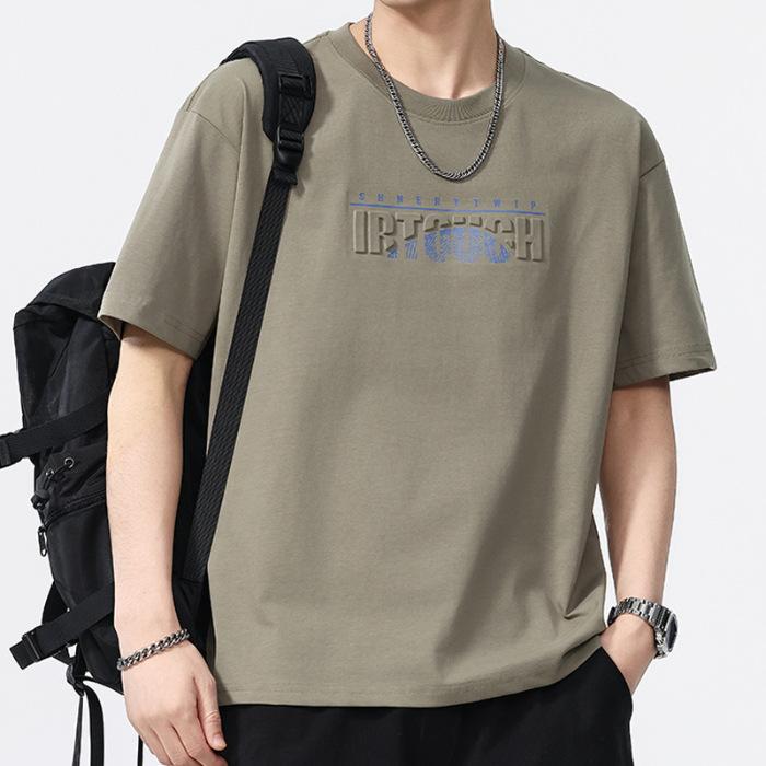 Новая летняя мужская футболка с круглым вырезом с коротким рукавом тонкая повседневная молодежная с рукавом до локтя M 4119₽