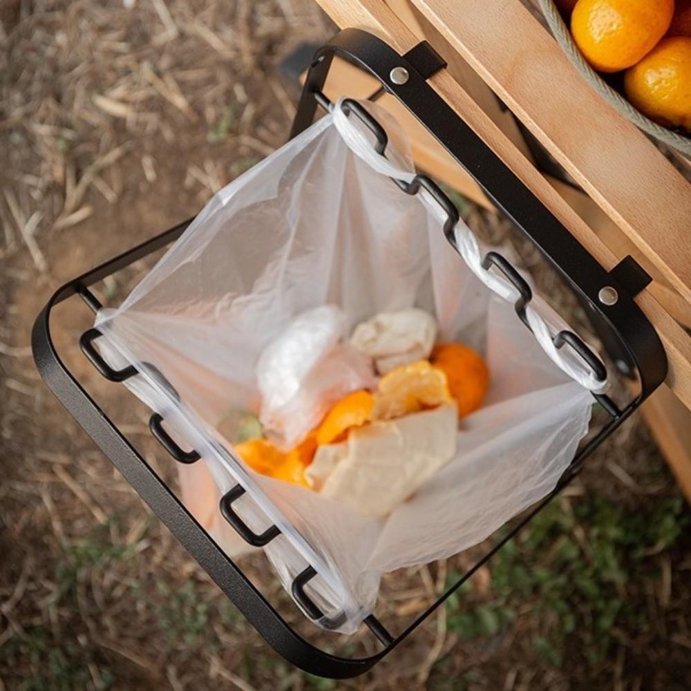 Hangable Garbage Pouch Bracket Foldable Kitchen Rubbish Holder Trash Bag Hanger  for Waste Can Bag