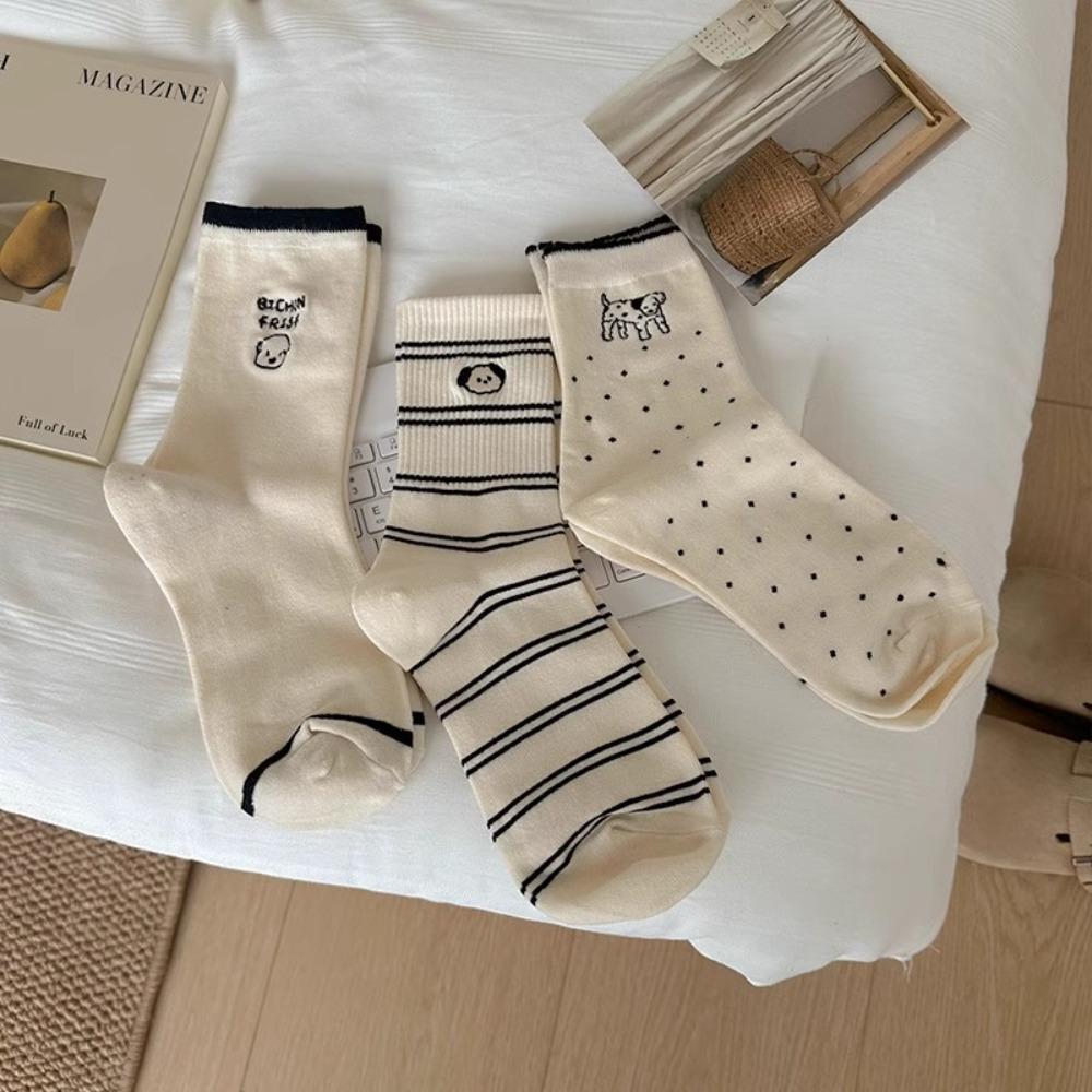 10 Pairs Cartoon Pattern Short Socks Breathable Middle Tube Socks Comfortable Ankle Socks  Summer