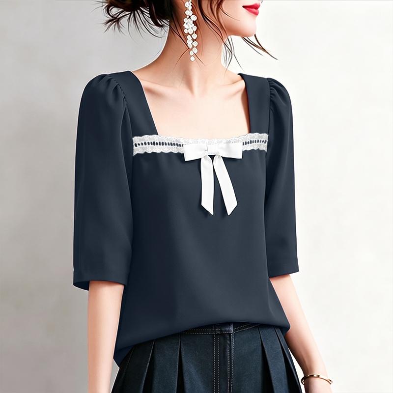 ZANZEA Women Elegant Square Collar Summer Casual Short Sleeve Blouse