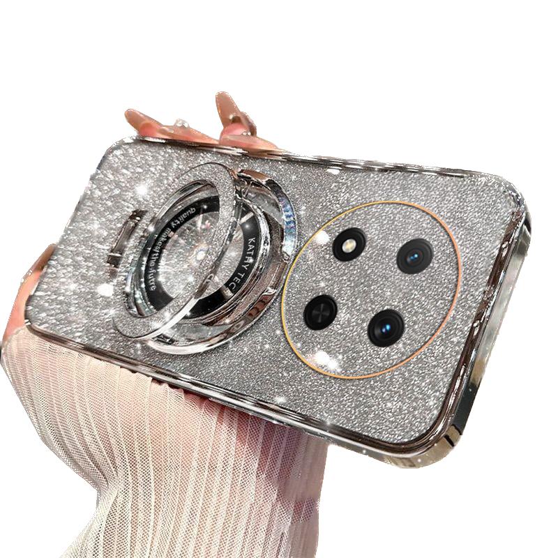 Luxury Plating For Honor Magic 7 Lite Pro 5G X9C Magnetic Holder Glitter Diamond Case For Honor X9C Magic Pro Lite 7 5g Cover