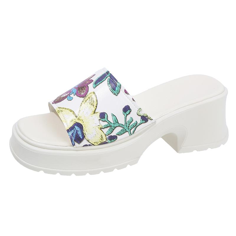 Ladies Shoes 2024 Fashion Summer Women's Slippers Comfortable High Heel Sandals Women Fashion Printed Sandals Chanclas Mujer