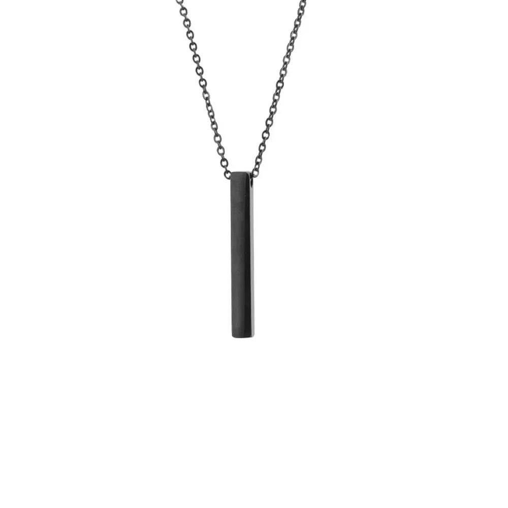 

Joyeria Acero Inoxidable Mujer Square Bar Necklace Stainless Steel Four Sides Pendant Necklace Choker Jewelry Pendant чорний