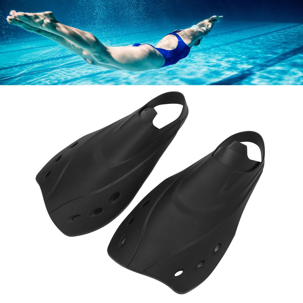 2Pcs Short Fins Smoother Edges Drain Hole Design Moderate Softness Adjustable TPR Swimming Fins for Diving