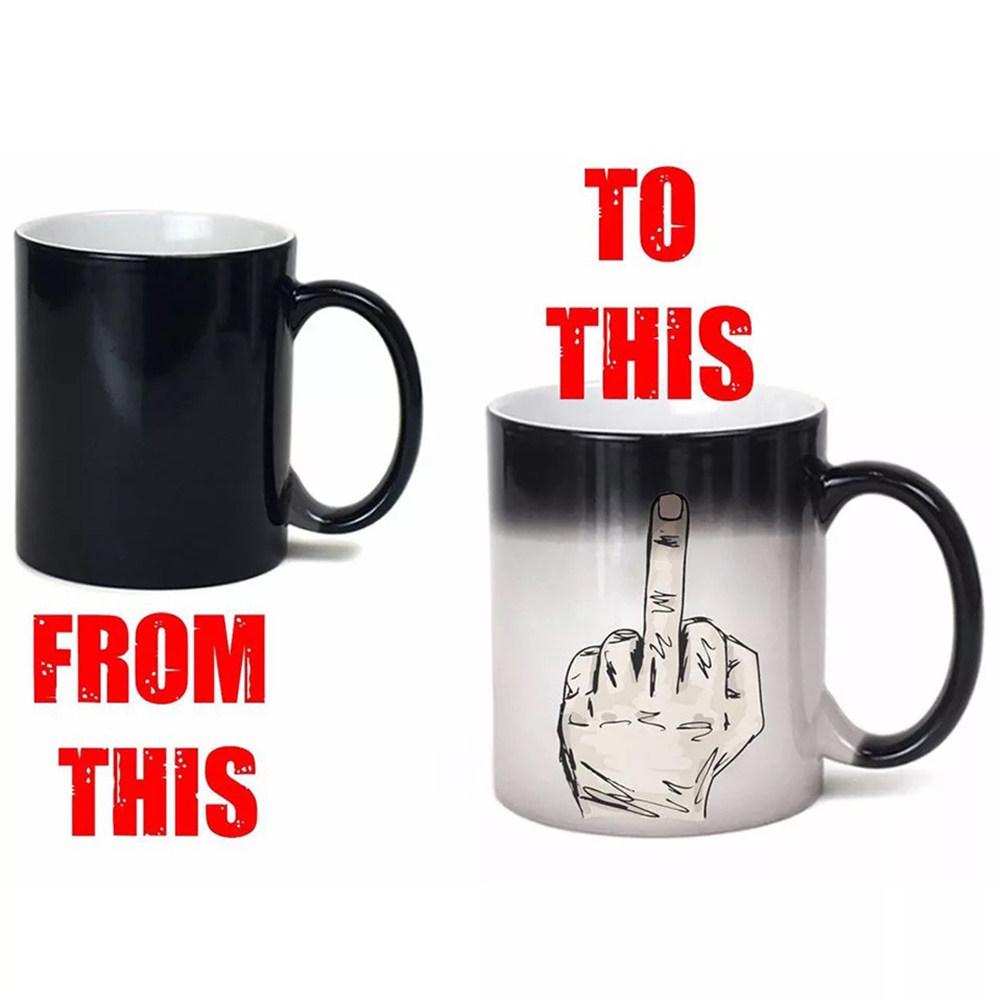 1Pcs Color Changing Mug Heat Sensitive Middle Finger Heat Mug Gift for Office Home Tea Latte other