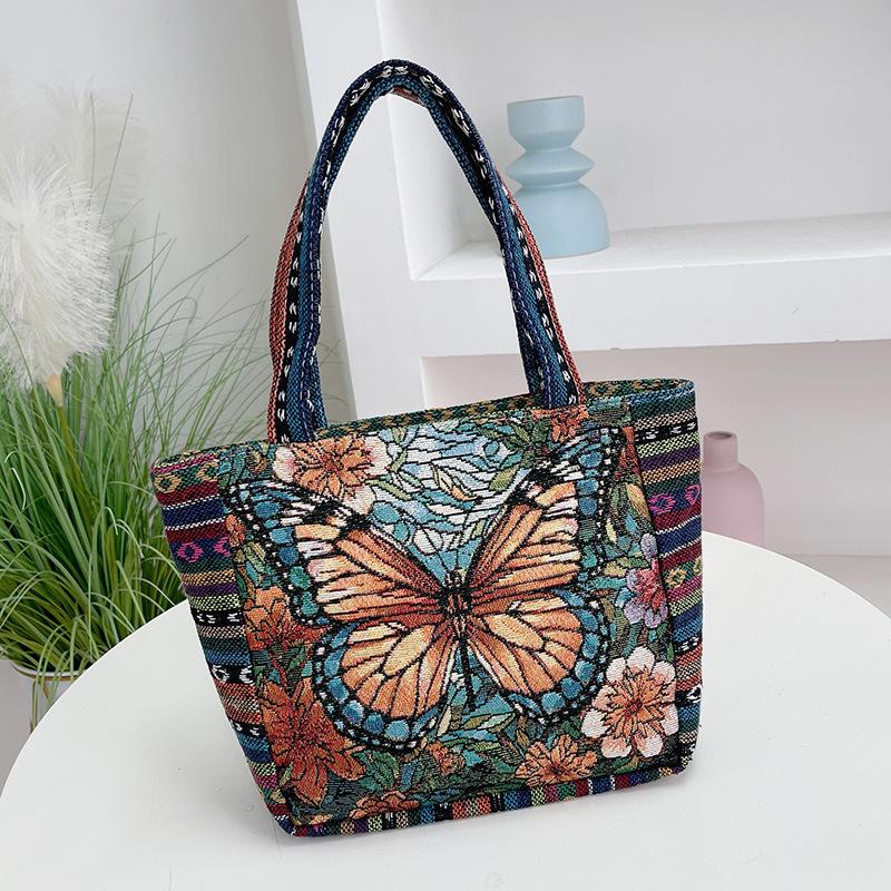 Handbag bag women go out canvas bag large capacity flower bird pattern handbag women's ethnic style handbag
