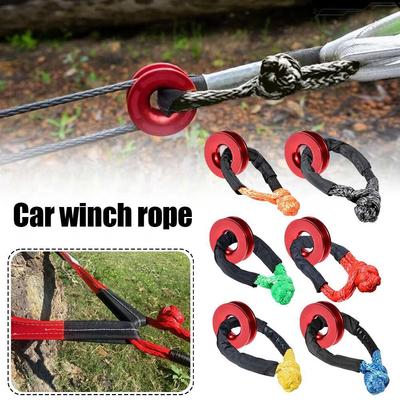 55000lbs Outdoor Off-road Vehicle Winch Rope Synthetic Soft Shackle Ring Set Rugged Rescue Snatch Shackle With Protective Sleeve