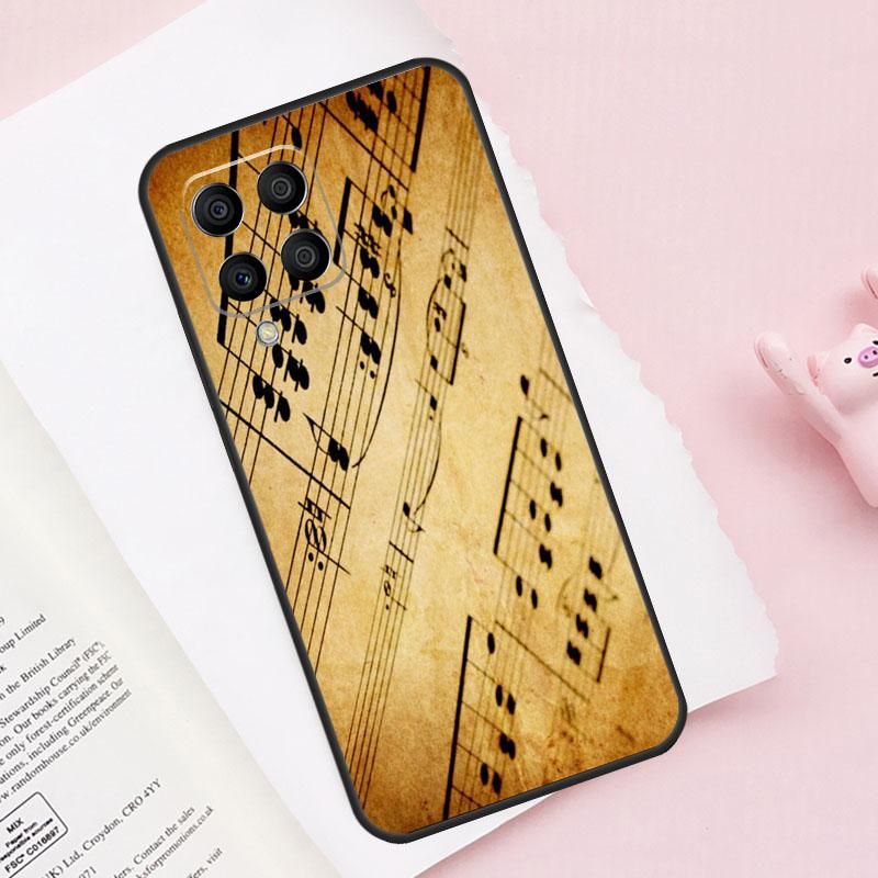 Piano keys Vintage Music Notes For Samsung Galaxy M13 M23 M33 M53 M30s M31s M32 M52 M12 M55 M15 M20 M21 M51 M34 M54 Case