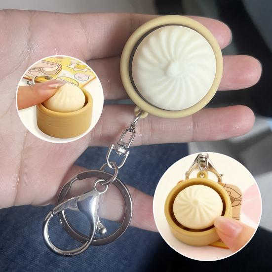 Dumpling Keyboard Fidget Toy Crisp Sound Stress Relief Fidget Clicker Cute Steamed Bun Keychain Portable Fidget Toy for Anxiety Relief And Focus