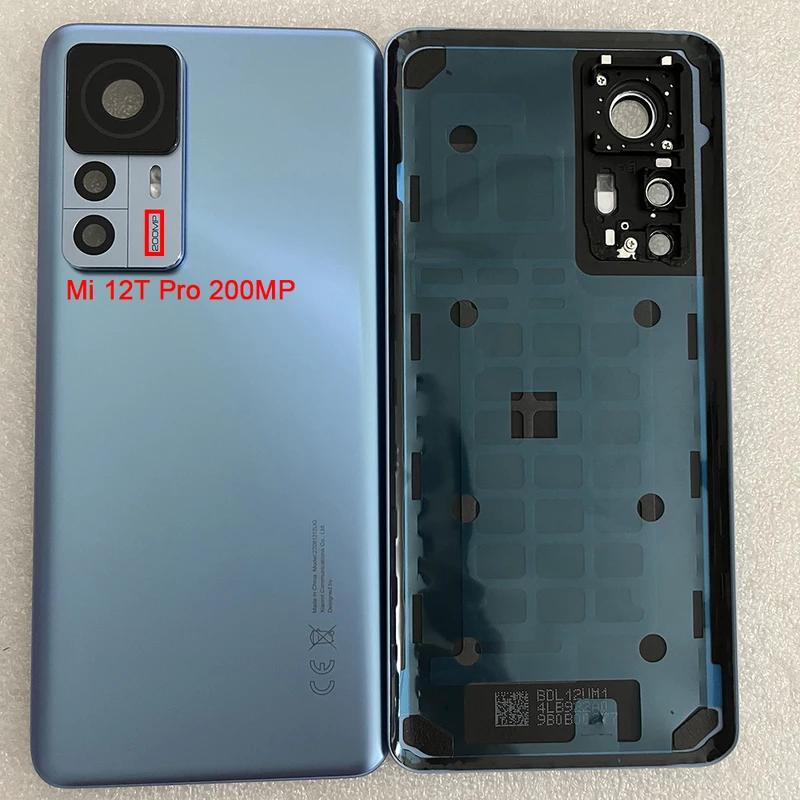 Nytt for XM Mi 12T Pro Herdet Glass Bakdeksel Reservedeler For Mi12T Bak Batterideksel Dørhus + Kameraramme