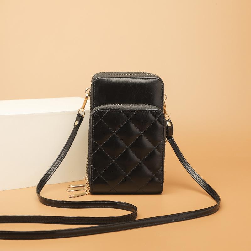 

Autumn new multi-functional fashion simple shoulder bag crossbody double zipper mobile phone bag one piece чёрный