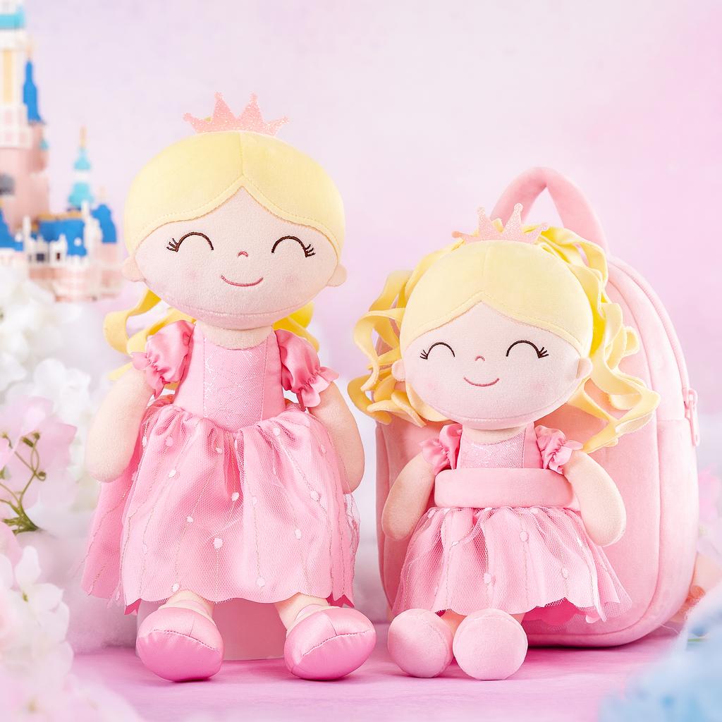 9 Inches Girls Backpacks Plush Princess Dolls Backpack Baby Girls PurPle Frist Birthday Gift for Little Girls