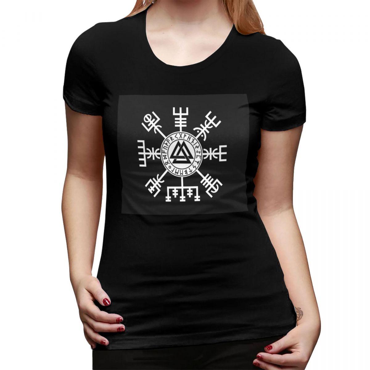 

Viking Compass Vegvisir Valknut Symbol Runes TShirt for Women Round Neck Streetwear T Shirts Womens Tees Short Clothes Tops 4XL