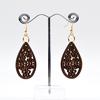 Fashion Women Girls African Water Drop Beautiful Dangle Earring 1Pair Wedding Party Wood Hollow Organic Round 36 Colors Jewelry Gifts Brown Exquesite