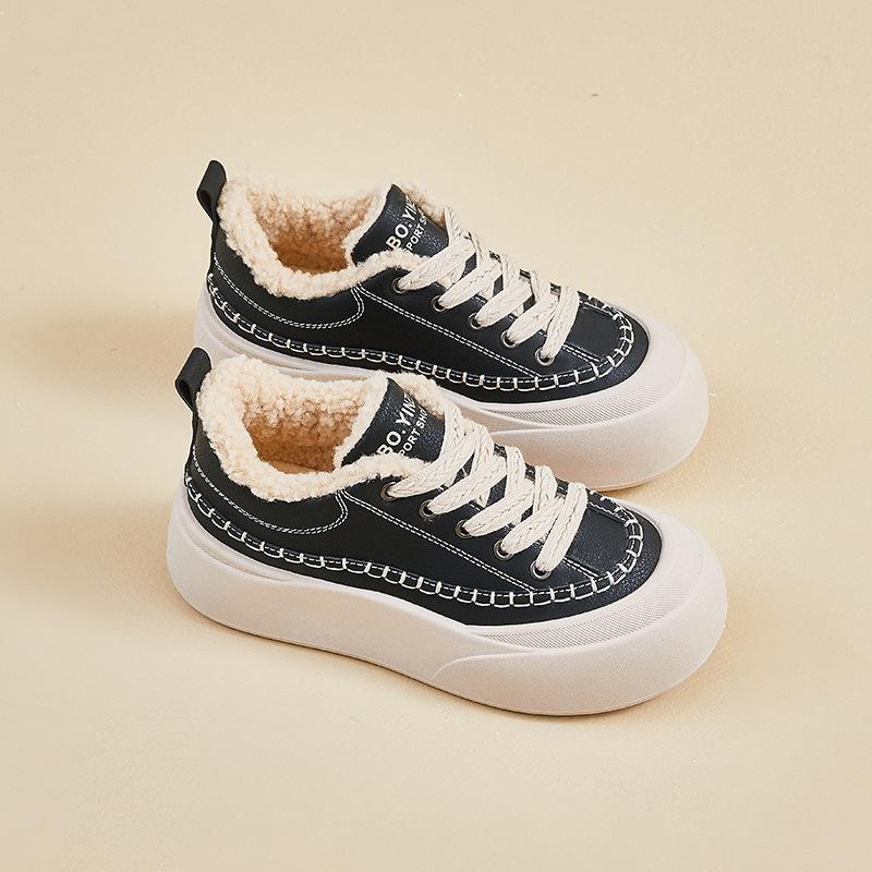 Winter Warm Snow Boots for Women Faux Suede Fuzzy Walking Shoes Women's Casual Anti-Slip Comfortable Chunky Platform Short Booties With Faux Fur Lined