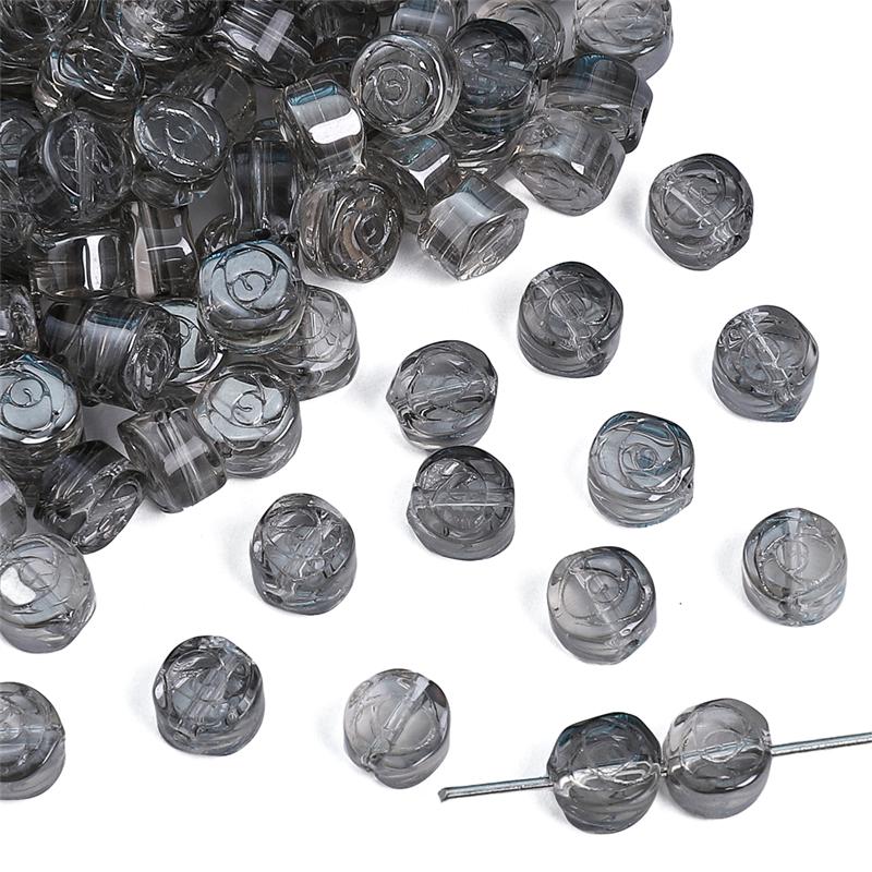 10Pcs Flower Crystal Glass Beads Rose Loose Spacer Beads for DIY Necklace Bracelet Jewelry Making
