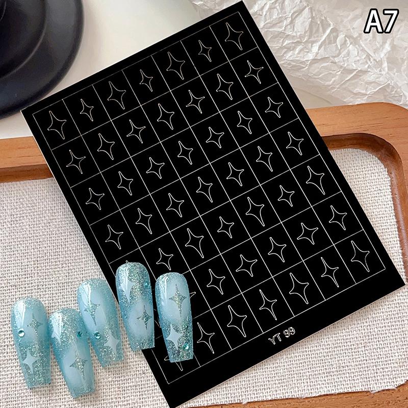 

Аэрографный трафарет для ногтей Сердце Бант Звезды Узор Полый Наклейки-шаблоны для кончиков французского маникюра Дизайн ногтей A7