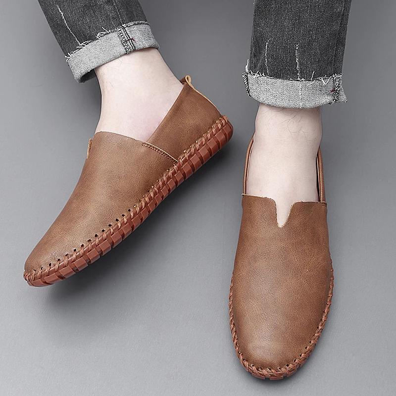Fashion Outdoor Casual Shoes Handmade Moccasins Leather Loafers Men Driving Shoes Size 39-48 Summer Sandals for Man Zapatos Para Hombre