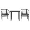 VidaXL Garden Dining Set and Cushions 3 Pcs Black Rattan Glass, Outdoor Dining Set, Furniture of 3334597