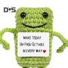 Positive Crochet Frog Doll with Encouraging Card Emotional Support Handmade Knitting Animal Decoration Ornament Stress Relief Toy